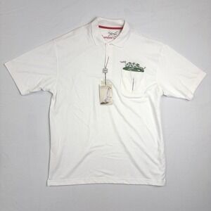 NEW Bamboo Cay Mens Golf Polo Shirt Off-White Modal Blend 19th Hole Martini Lrg.